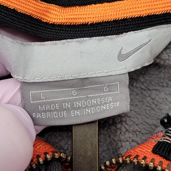 NIKE Track Fleece Jacket Large 24x24 Boxy Gray Orange - Picture 6 of 16